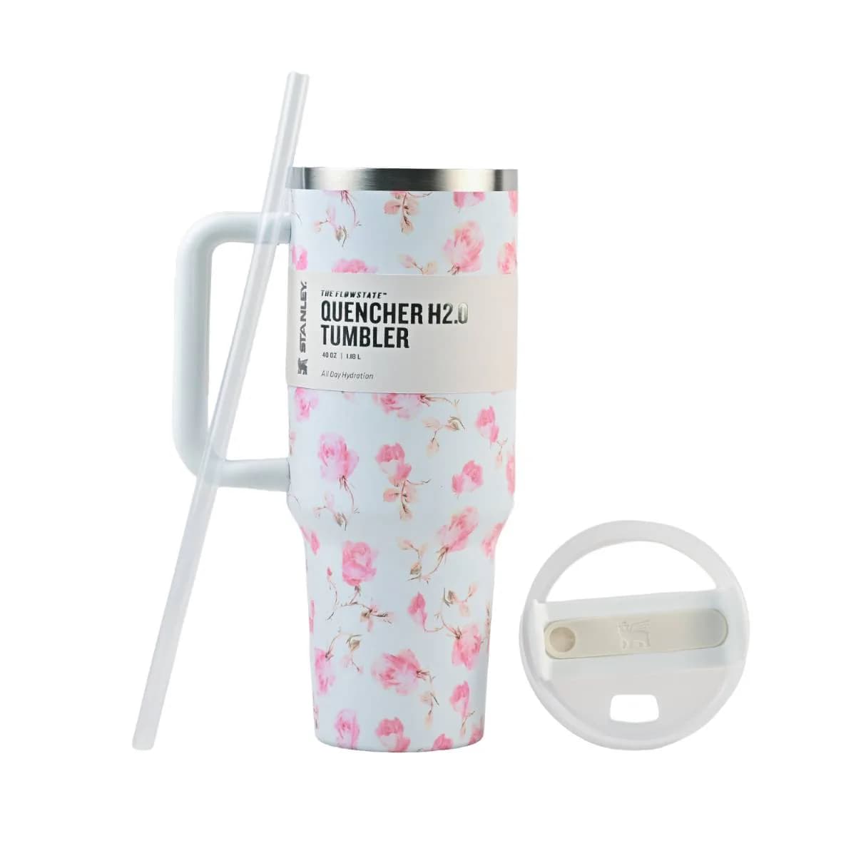 White Floral Tumbler – view 3