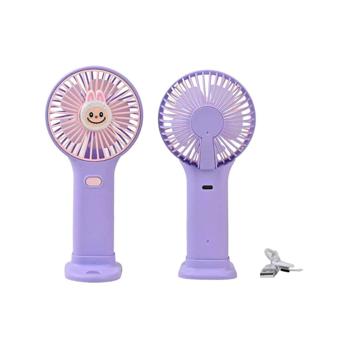 Lavender Labubu Charm Mini Fan