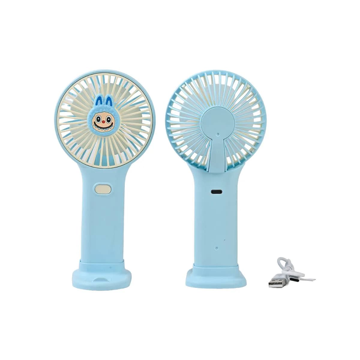 Blue Labubu Charm Mini Fan