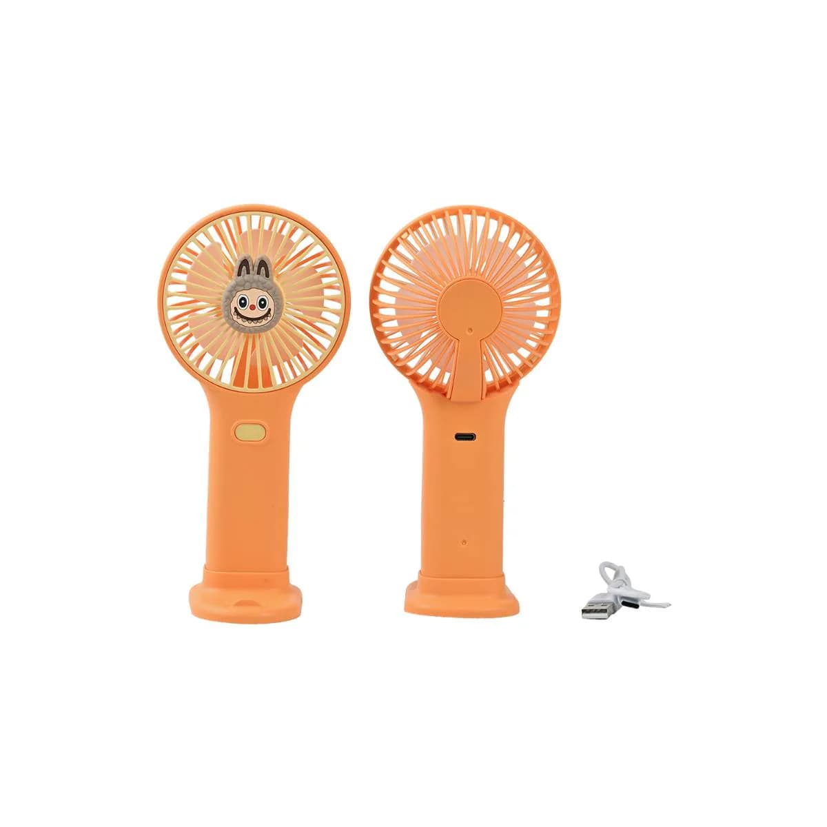 Orange Labubu Charm Mini Fan