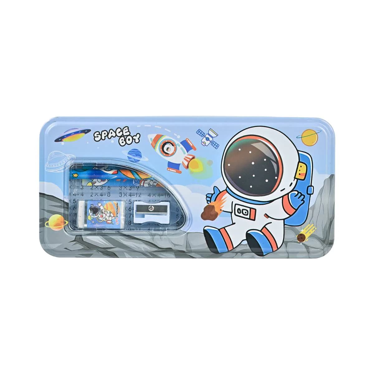 Blue Space Boy Compass Box With Stationery Set – Mix Characters