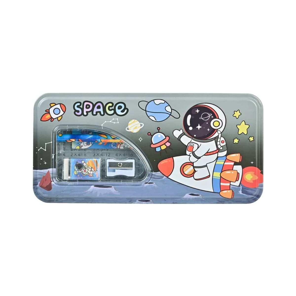 Black Space Compass Box With Stationery Set Mix Characters