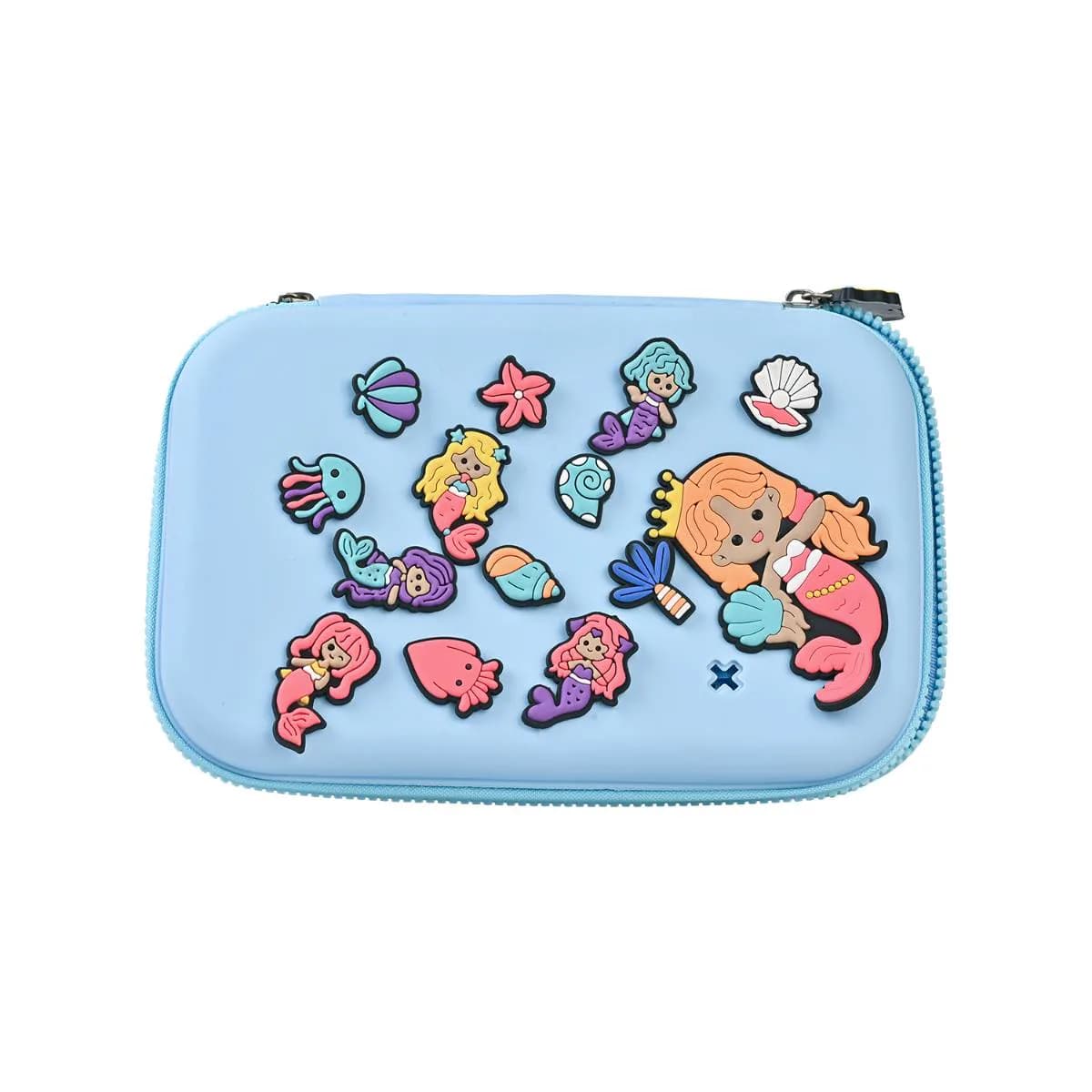 Blue Mermaid Big Silicone Pouch with Jibbitz Charms – view 3