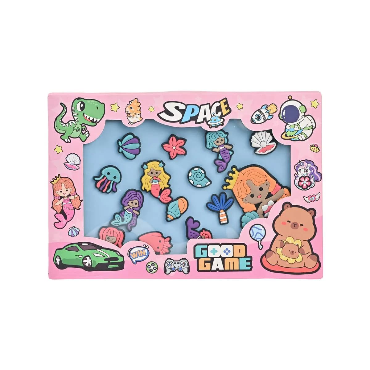 Blue Mermaid Big Silicone Pouch with Jibbitz Charms