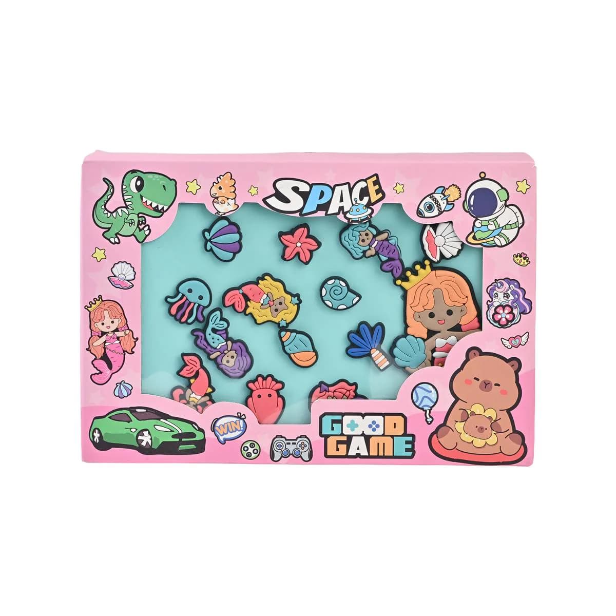 Sky Blue Mermaid Big Silicone Pouch with Jibbitz Charms