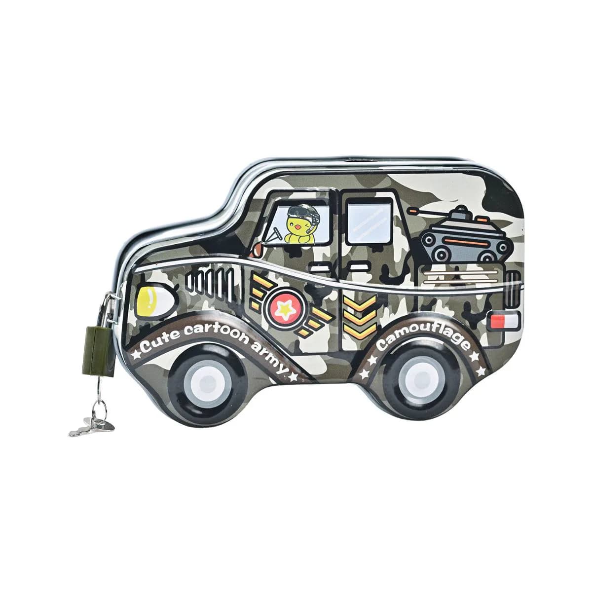 Black Car Metal Money Box With Lock & Key